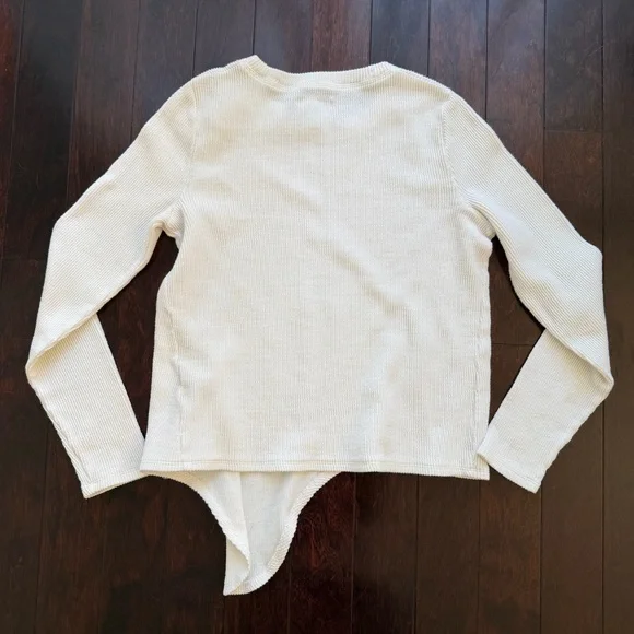 Madewell White Ivory Knot-Front Ribbed Long Sleeve Size Small Women’s - Picture 3 of 5